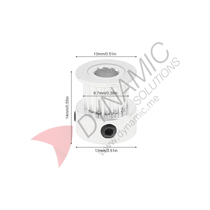 GT2 Timing Pulley 16T 5mm Bore (M3) GT2 Timing Pulley 16T 5mm Bore (M3)