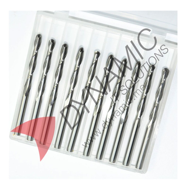 Spiral Ball Nose End Mills 2-Flute 3.175mm (10 Pcs)