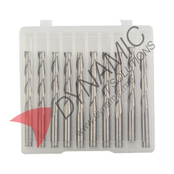 Spiral Flat Nose End Mills 2-Flute 3.175mm (10 Pcs)