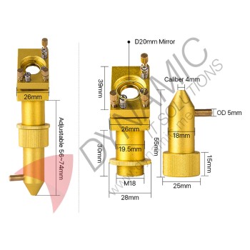 CO2 Laser Head Set D12-20mm Lens For 3020 6040 K Series