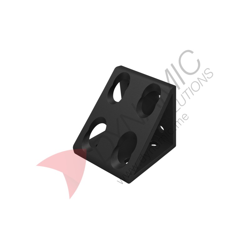 2040 Black Corner Bracket - 8 Holes