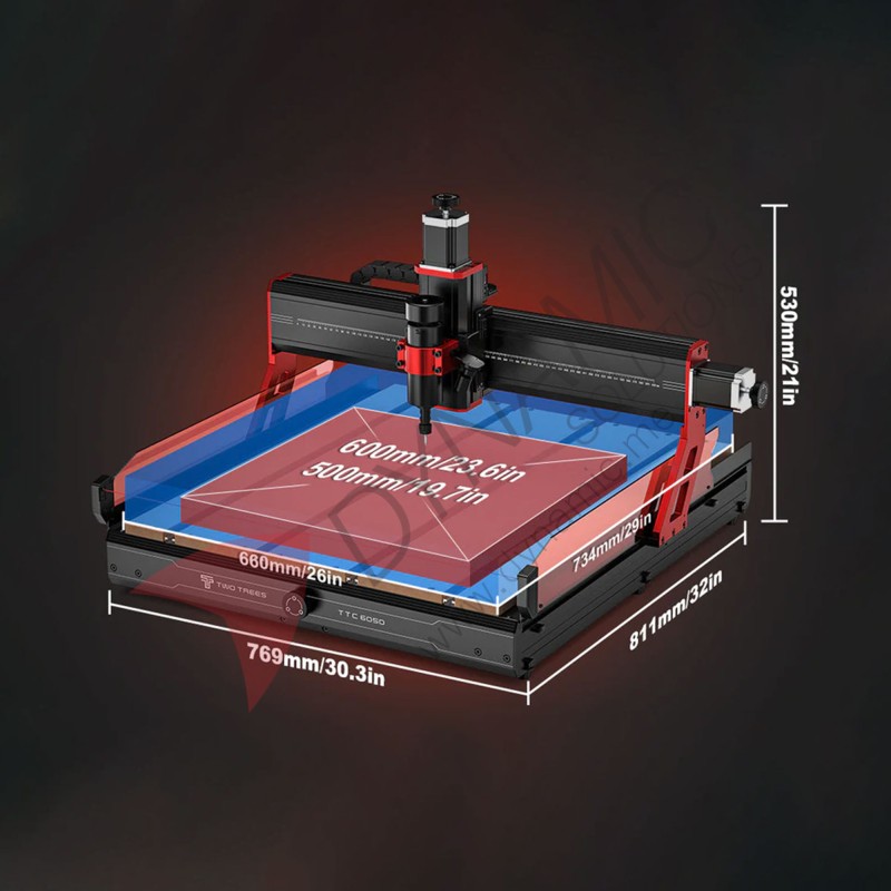 Twotrees TTC 6050 500W 3-Axis Stepper Motors – 60x50cm