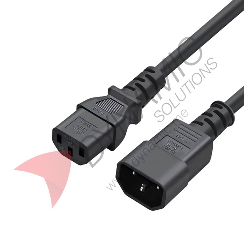 Power Cable Extension 3-Pin C14 Male To C13 Female 1.5m 3x0.75mm Power Cable Extension 3-Pin C14 Male To C13 Female 1.5m 3x0.75mm