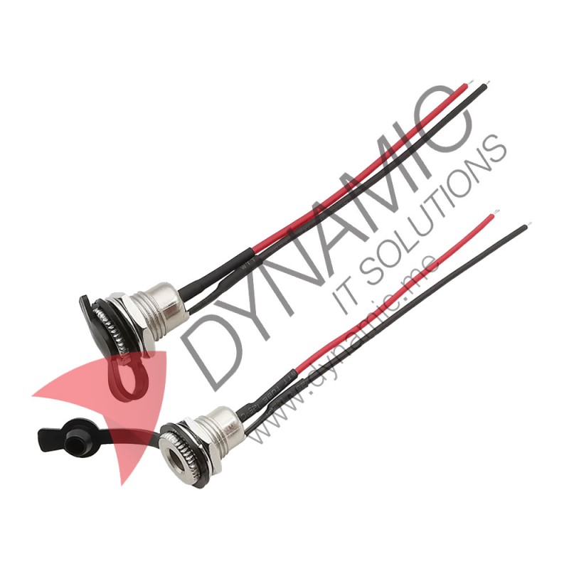 Metal DC Jack Socket Female Panel Mount DC-099 with 15cm Cable and Waterproof Cap Metal DC Jack Socket Female Panel Mount DC-099 with 15cm Cable and Waterproof Cap