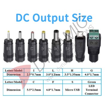 Universal Male Jack Connector For DC Plugs 5.5x2.1mm (8pcs)