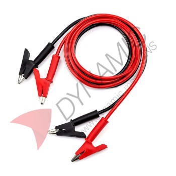 Dual Insulated Alligator Clips 1m (2pcs Black & Red)