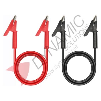 Dual Insulated Alligator Clips 1m (2pcs Black & Red)