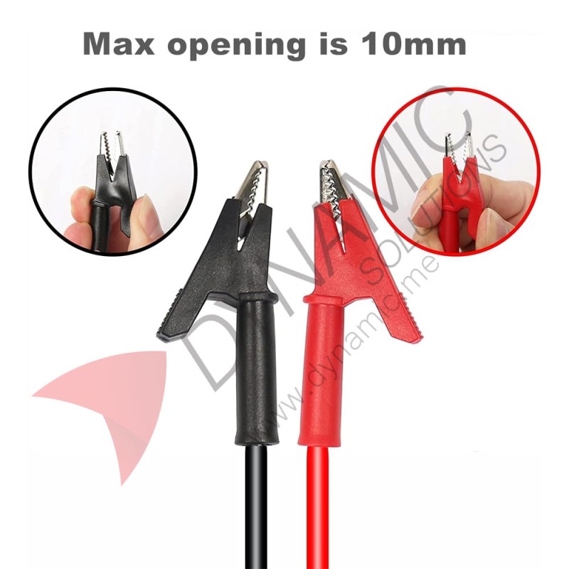 Dual Insulated Alligator Clips 1m (2pcs Black & Red)