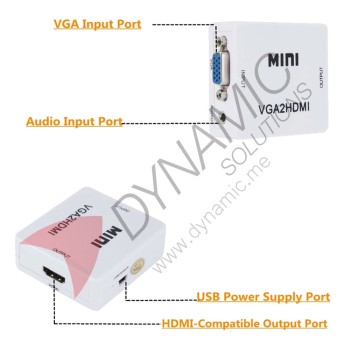 VGA to HDMI-Compatible Audio Video Converter