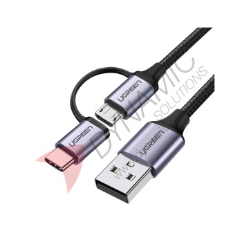UGreen USB A to Micro USB + USB Type C Cable 1M (US177-30875)