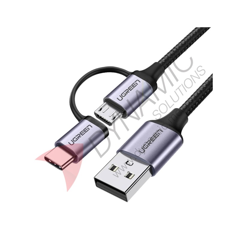 UGreen USB A to Micro USB + USB Type C Cable 1M (US177-30875)