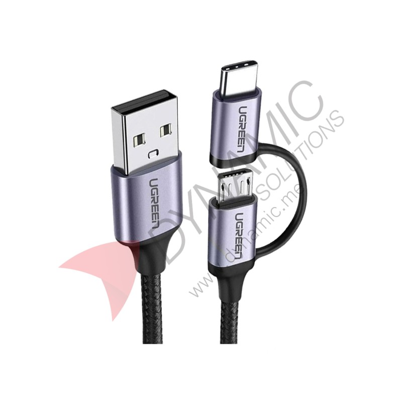UGreen USB A to Micro USB + USB Type C Cable 1M (US177-30875)