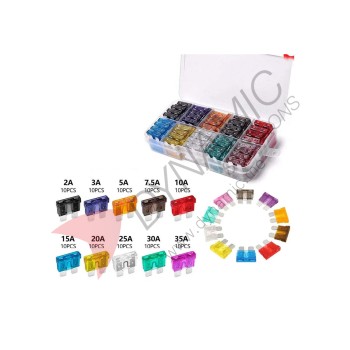 Assorted Car Blade Fuse Kit 100pcs - 2A to 35A