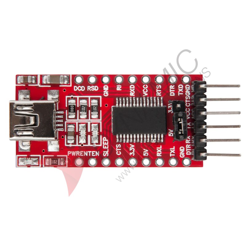 FTDI FT232RL USB to TTL Serial Adapter Module (Mini-USB) – 3.3V/5V FTDI FT232RL USB to TTL Serial Adapter Module (Mini-USB) – 3.3V/5V