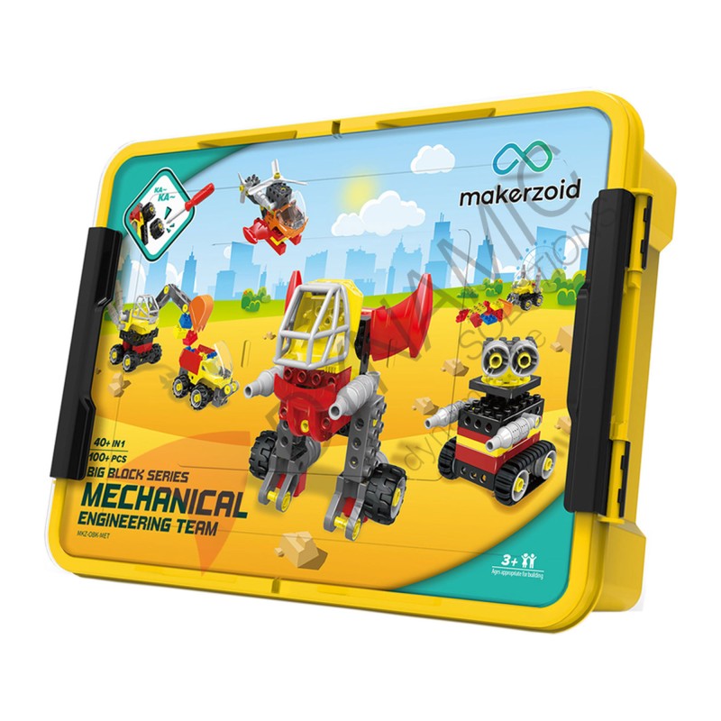 Makerzoid Big Building Blocks - Mechanical Eng. - 400+ Bricks (Age 3+)