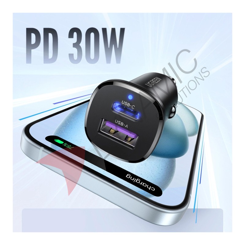 UGreen 2-Port Fast Car Charger 30W (EC305 25845)