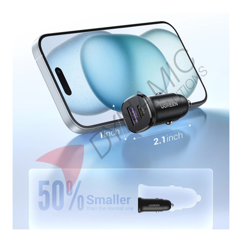 UGreen 2-Port Fast Car Charger 30W (EC305 25845)