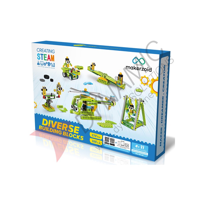 Makerzoid Diverse Building Blocks - 370+ Bricks (Age 6+)