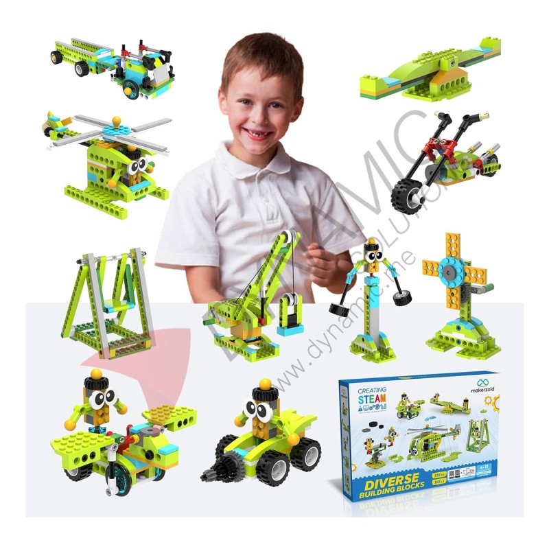 Makerzoid Diverse Building Blocks - 370+ Bricks (Age 6+)