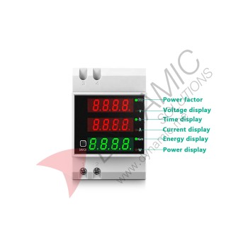 D52-2047 DIN-Rail Digital Power Meter 80–300V 0–100A with Power Factor Display