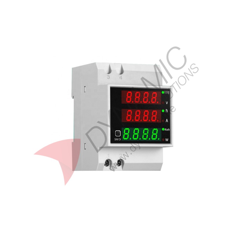 D52-2047 DIN-Rail Digital Power Meter 80–300V 0–100A with Power Factor Display