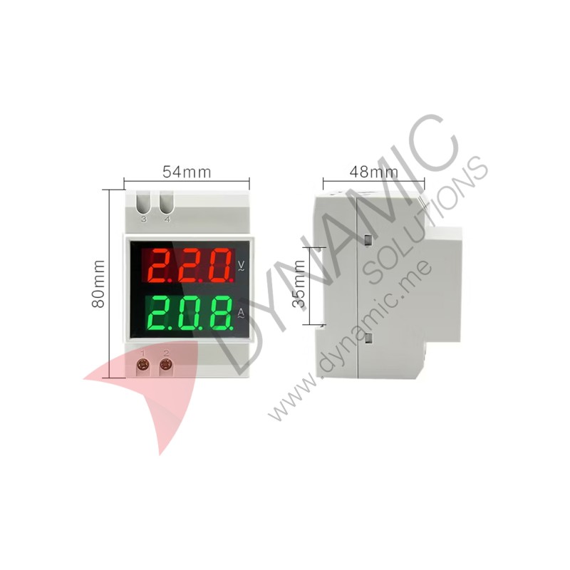 D52-2042  DIN-Rail Digital Meter (AC 80–300V, 100A)