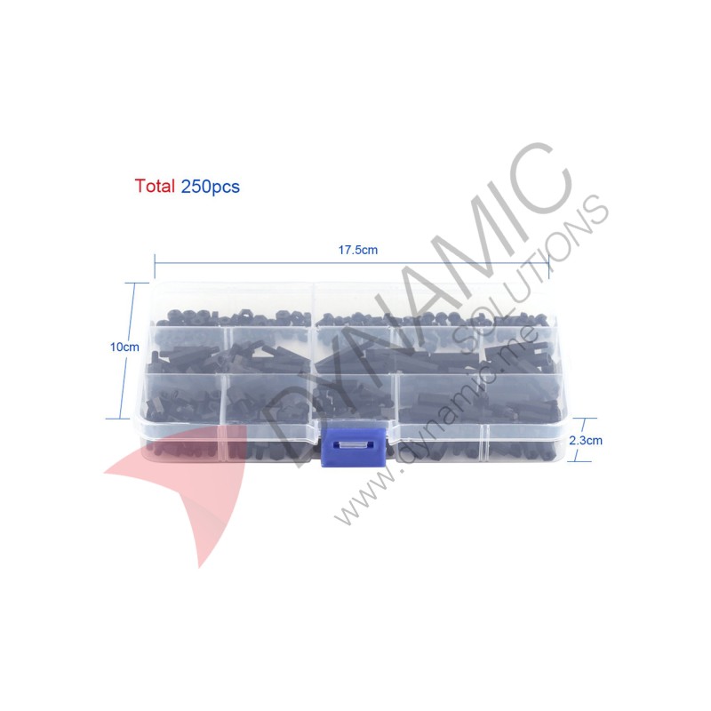 M3 Nylon Spacer Assortment Kit 250Pcs with Screws and Nuts