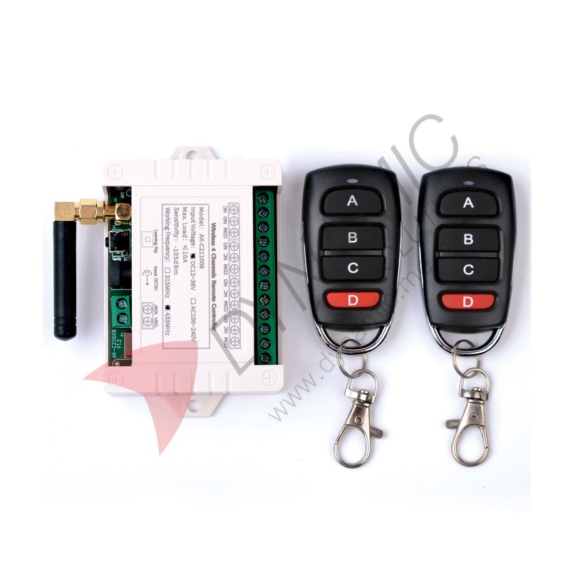 Wireless Control Switch/Relay AC 220V 10A with 2 Remote KR2204-4 Wireless Control Switch/Relay AC 220V 10A with 2 Remote KR2204-4