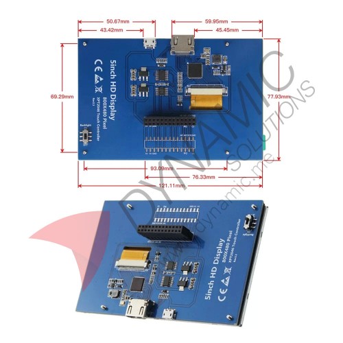 Raspberry Pi 4/5 Capacitive Touch Screen LCD, 800x480, HDMI, IPS, 5 Inch