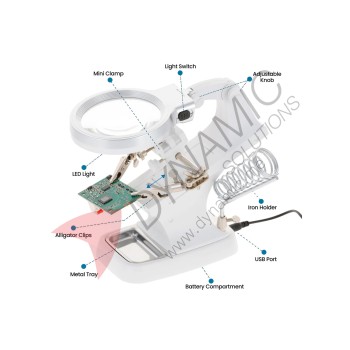 LED Magnifier Soldering Iron Stand with Clamp 