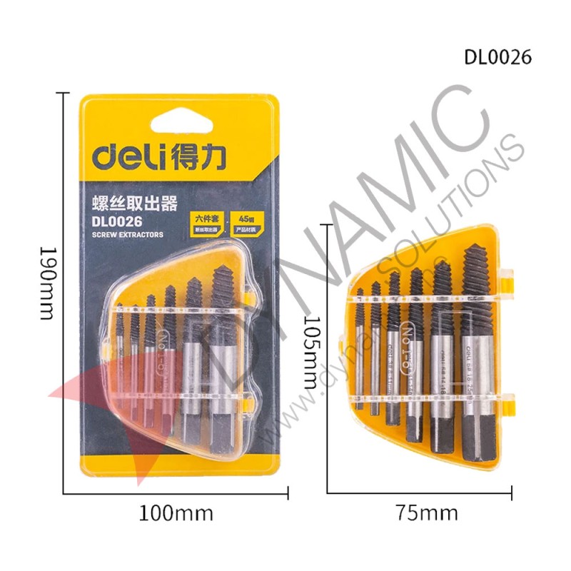 Deli Screw Extractor Damaged (6pcs)
