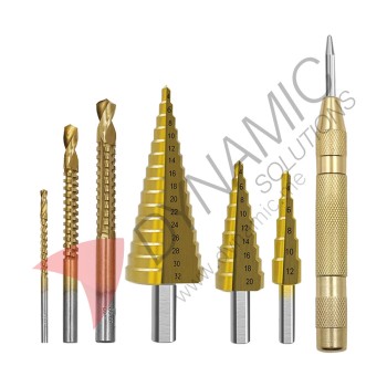 Step Drill Bit Saw Set Titanium Milling Cutter (7pcs)