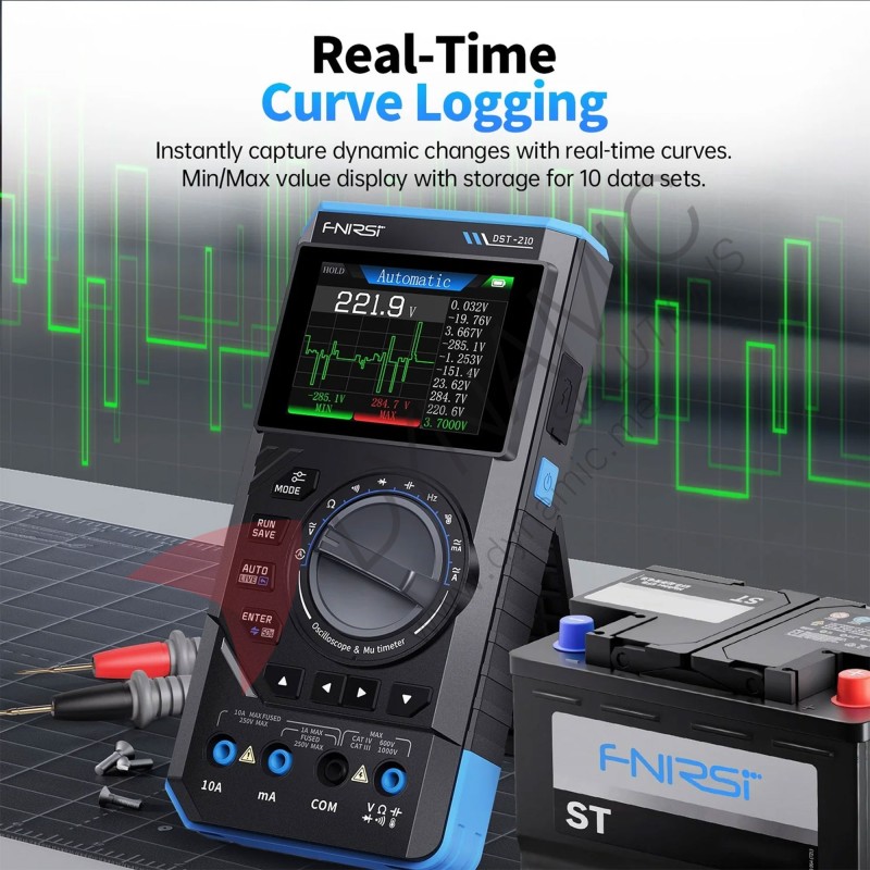 FNIRSI® DST-210 Handheld 3-in-1 10MHz 48MSa/s Oscilloscope + Multimeter + Signal Generator