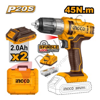 Ingco Lithium-Ion Cordless Drill With 2.0Ah Battery Packs & Charger 200528