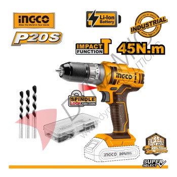 Ingco Lithium-Ion Cordless Drill With 2.0Ah Battery Packs & Charger 200528 Ingco Lithium-Ion Cordless Drill With 2.0Ah Battery Packs & Charger 200528