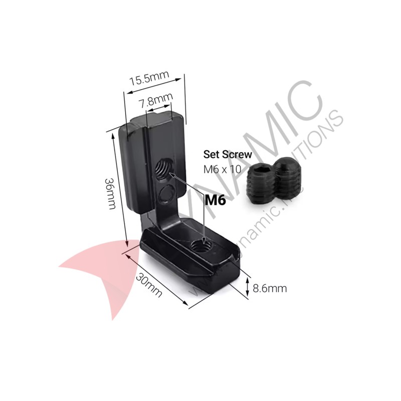 4040 Black T-Slot L-Shape Interior Corner Connector 40EU-M6 4040 Black T-Slot L-Shape Interior Corner Connector 40EU-M6
