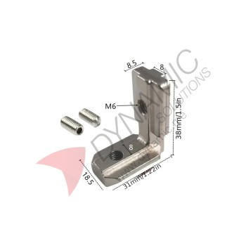 4040 Silver T-Slot L-Shape Interior Corner Connector 40EU-M6